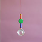 bunter Sonnenfänger/suncatcher mit Keramitperlen in blau, grün, koralle ud gelb von Kleine Fete