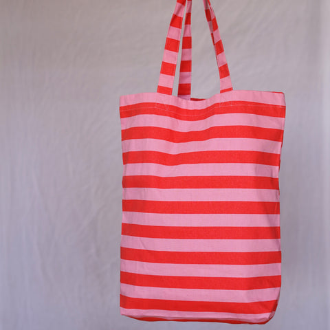 rot rosa gestreifte tasche aus baumwolle von kleine fete