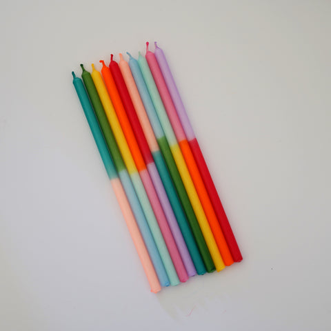 extra dünne kerzen in bunten farben von kleine fete